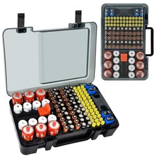 Battery Organizer Storage Case with Tester Checker. Batteries Holder Box Cont...