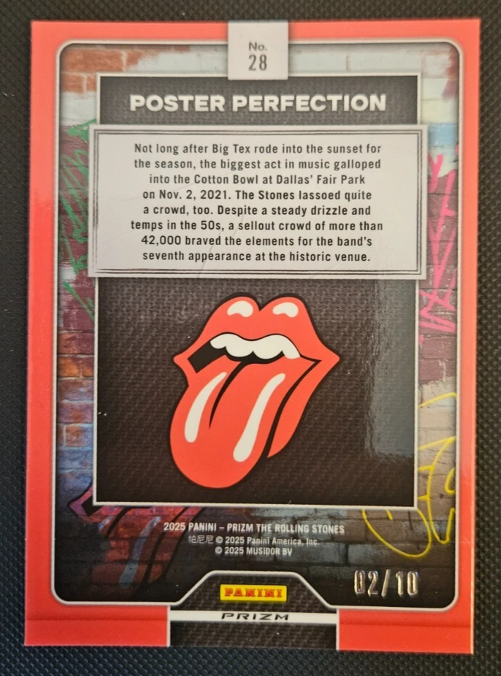2025 Panini Prizm The Rolling Stones Poster Perfection Gold Confetti #28 02/10! - Image 2 of 2