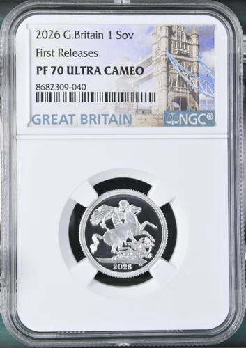 2026 GREAT BRITAIN UK 1SOV SILVER SOVEREIGN PROOF BOX COA FIRST RELEASE NGC PF70