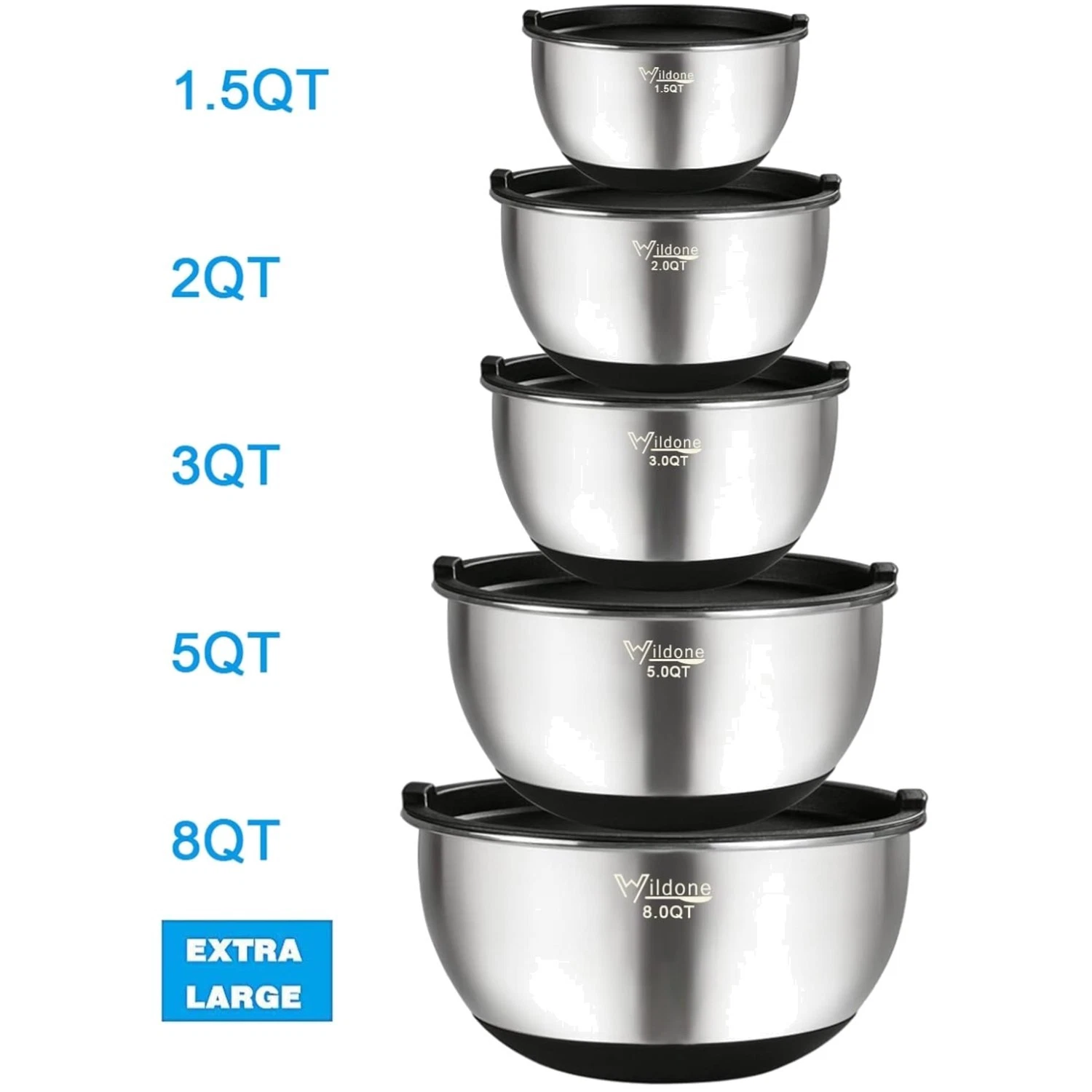 Stainless Steel Mixing Bowls Set with Airtight Lids