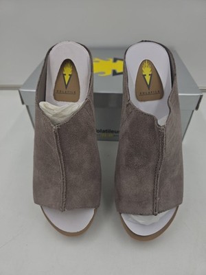 Volatile Carrier Taupe Womens Size 7 Suede Leather Slide Wedge Platform Sandals