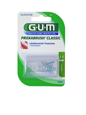 GUM SUNSTAR Gum Proxabrush Classic 1,1mm hellgrün - Tanne 8 Stück Interdentalbürsten Halter
