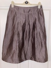 Ladies Flawless Sz 10 David Weber Bronzy Pleat Satin Lined Flare Midi Skirt❤️L27