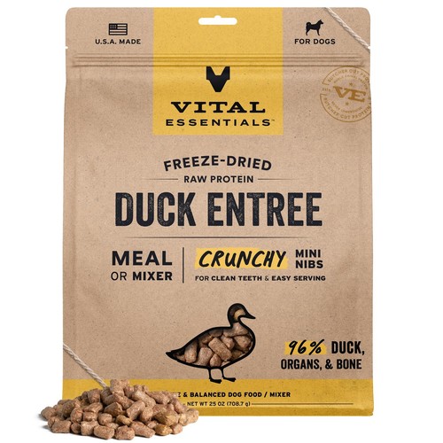 ® Freeze-Dried Raw Duck Entree & Mixer Dog Food Crunchy Mini Nibs, 25 oz