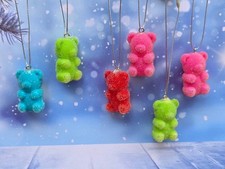 SET OF 6 NEW SUGARED GUMMY BEAR CANDY ORNAMENTS CHRISTMAS