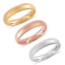 Set of 3 Stackable Band Ring ION Plated YRG and Stainless Steel Size 6