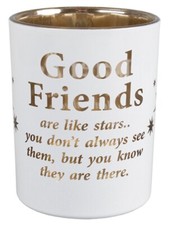 Good Friends Glass Votive Tea Light Candle Holder -  A Best Friend Gift