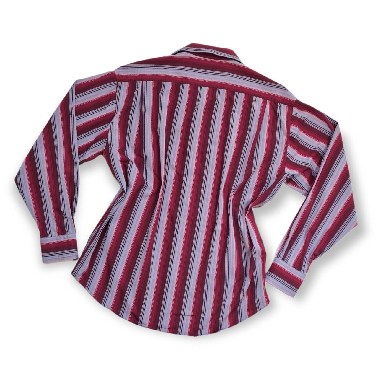 Camicia uomo Yves Saint Laurent con bottoni manica lunga L bordeaux con righe blu