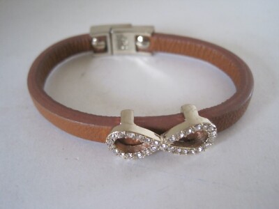 Infinity Leather Rhinestone Bracelet BR