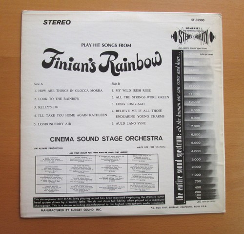 FINIAN'S RAINBOW & Other Favorites Cinema Sound Orchestra SF-32900 Stereo EX/EX - Picture 5 of 5