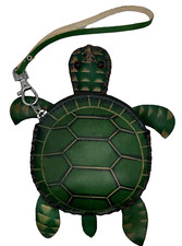 Turtle Genuine Leather Handmade Crafted Animal Coin Purse Wristlet Wallet