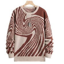 Spring Fall Men's Sweater Round Neck Loose Casual Knitted Pullover Warm Sweaters