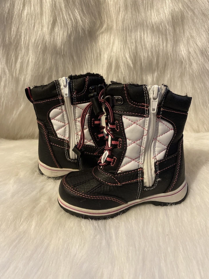 Totes Botas de Nieve Niñas Talla 7 Niño Pequeño Blanco y Negro Zapatos Foto 3 de 4