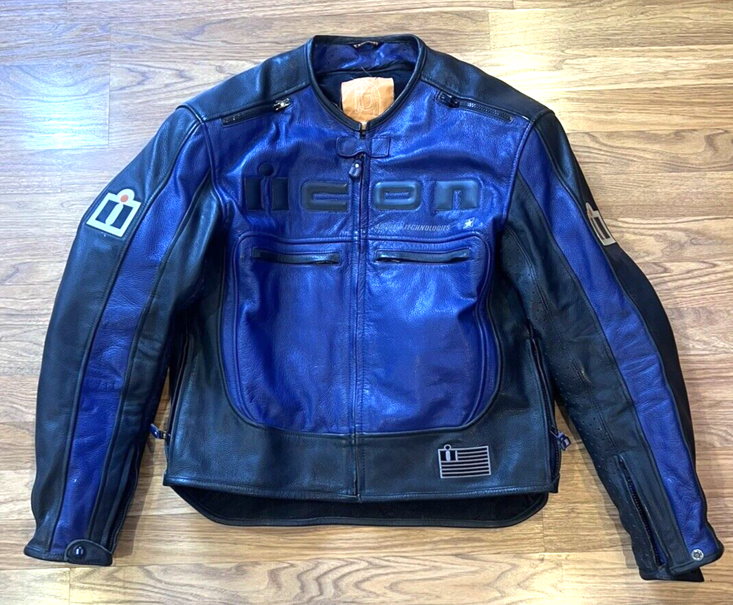 Men's Icon Asphalt Technologies Leather Motorcycle Black/Blue