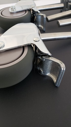 4" Poly Gry Swivel Caster Single 5/8"x 4" Stem, Easy lock Studio Casters 533lbs  - Picture 2 of 4