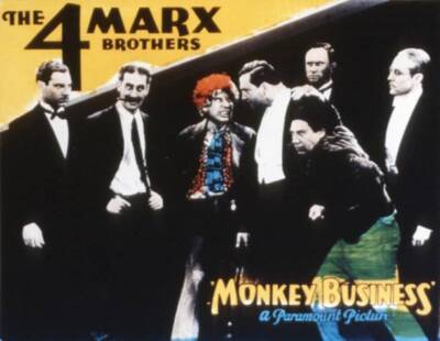 Monkey Business Poster Zeppo Marx Groucho Marx Harpo Marx Chico Marx Old Photo
