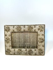 Grey Hand Beaded Silk Fabric Picture Frame - Fits 3.5x5in Photo
