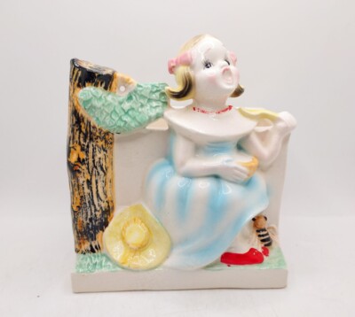 Vtg Little Miss Muffet Planter Curds & Whey HF Co Artistically Hand Painted RARE