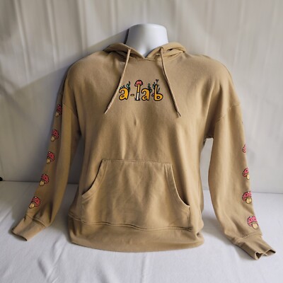 Alab Tan Small Mushroom Pullover Hoodie Cool Design Nice Condition!