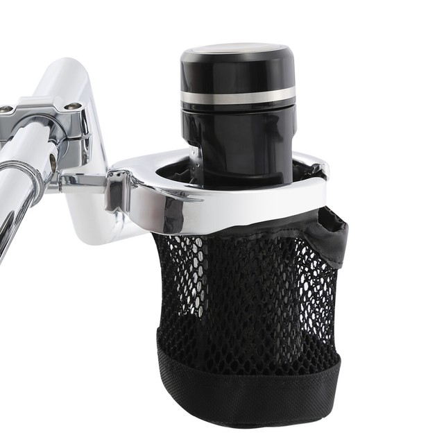 Universal Motor Handlebar Cup Holder Chrome Metal Drink Fit For Harley