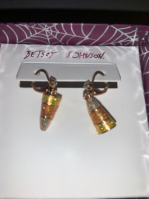 Betsey Johnson Just Treats Candy Corn Drop Earrings NIB $ 35