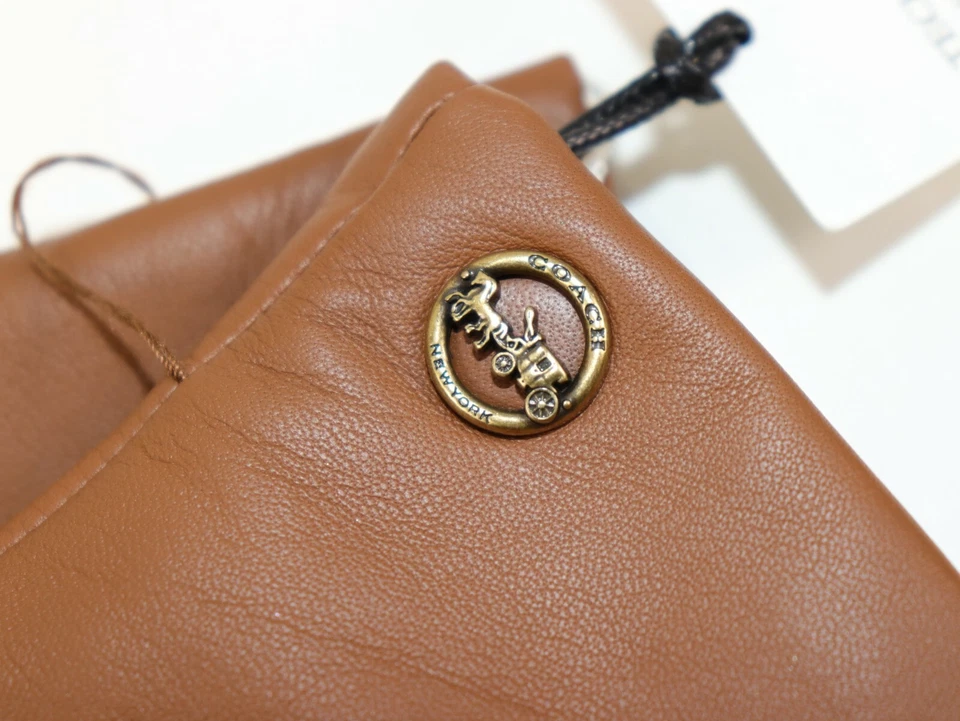 NEW COACH Size 6.5 Women's Gloves Saddle 100% Soft Leather Wool Lined TECH $148  - Image 2 of 4