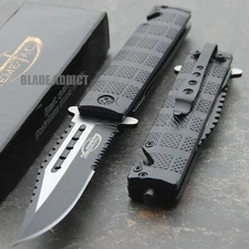 XTREME-TAC Black Spring Assisted Open SAWBACK BOWIE Tactical Rescue Pocket Knife