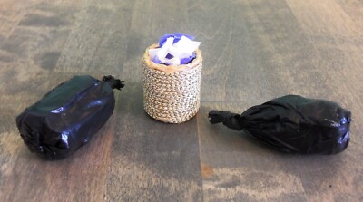 Dollhouse Miniature 1:12 Scale Waste Paper Basket w 2 Black Trash Bags   #5430