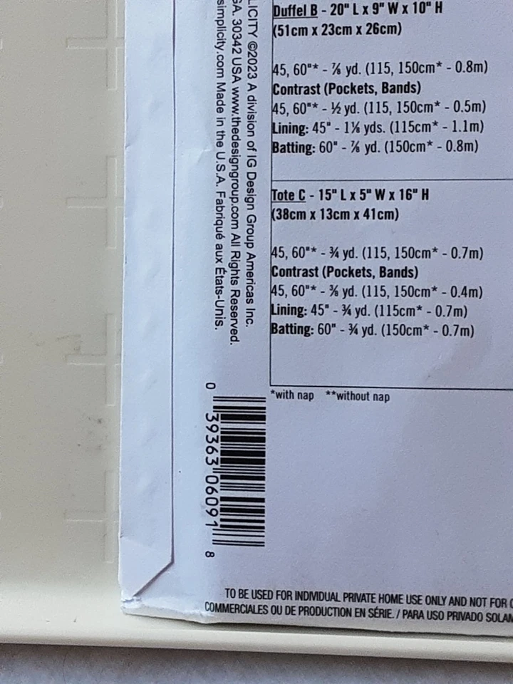 Simplicity 11930 Laura Ashley hats in 3 sizes duffle tote cosmetic case tag NIP - Image 3 of 4