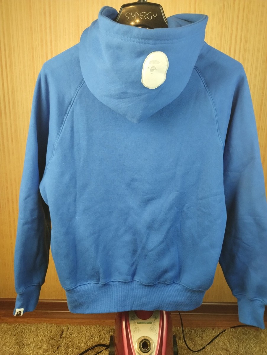 BAPE A Bathing Ape Hoodie Blue Pullover Small S Japan 1993 to 2093