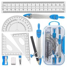 Geometry Compass Set 10Pcs School Maths Protractor Set Rulers for Student6357