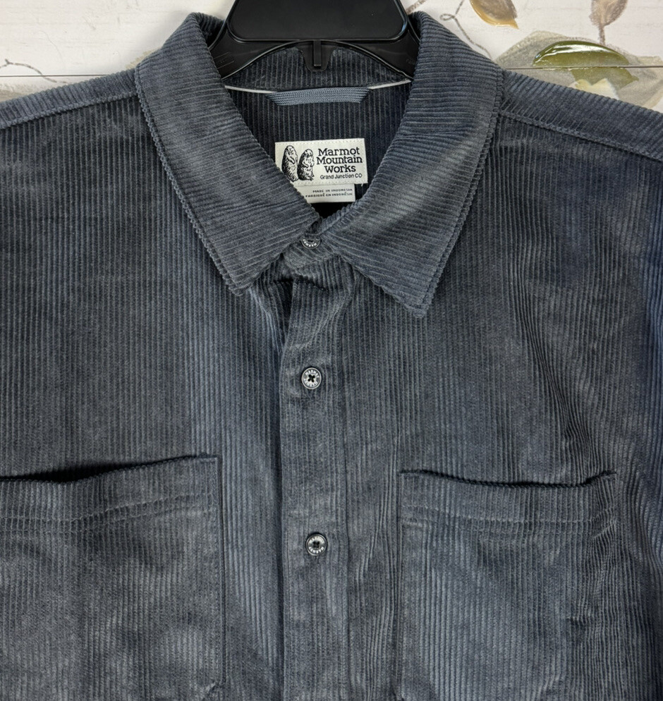 MARMOT AYLESBURY Corduroy Long Sleeve Shirt Jacket Dark Steel Grey LG NWT 90 eBay