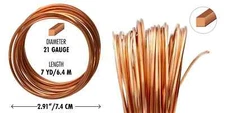 Wire, 7 Yards Non Tarnish Copper 21 Gauge SQUARE Wrapping Wire