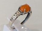 Beautiful 8x6 mm Ethiopia Natural Oval Orange Fire Opal Antique Silver Ring,New — photo 2