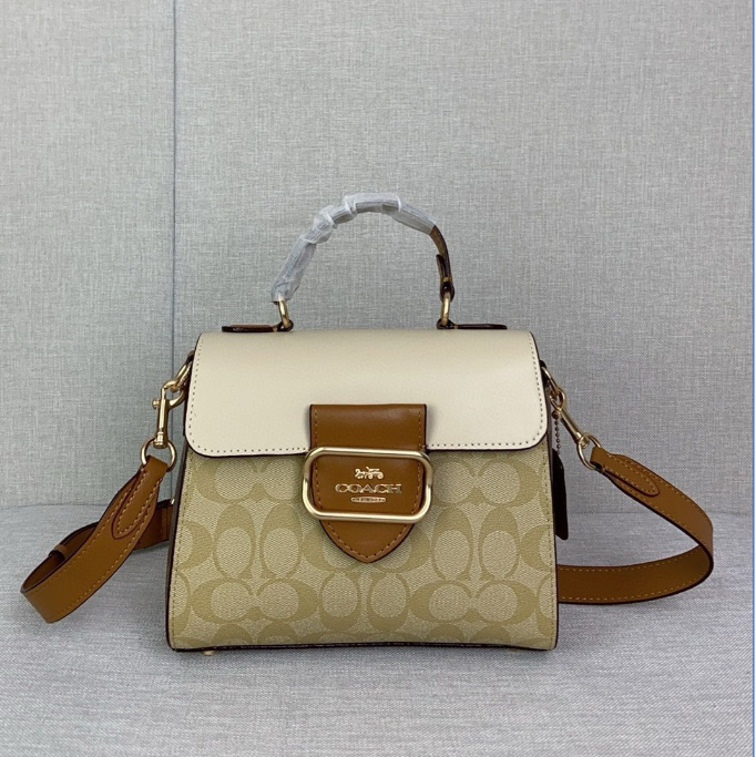 COACH OUTLET Morgan Top Handle Satchel Beige 2way Hand Bag