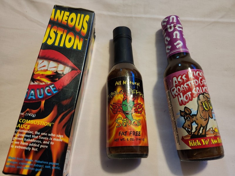 3 Vintage NON CONSUMTION Hot Sauce Bottles