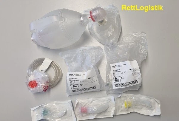 Ambu Spur 2 II Beatmungsbeutel Set mit Masken Gr. S, M, L, & Guedeltuben 2/3/4