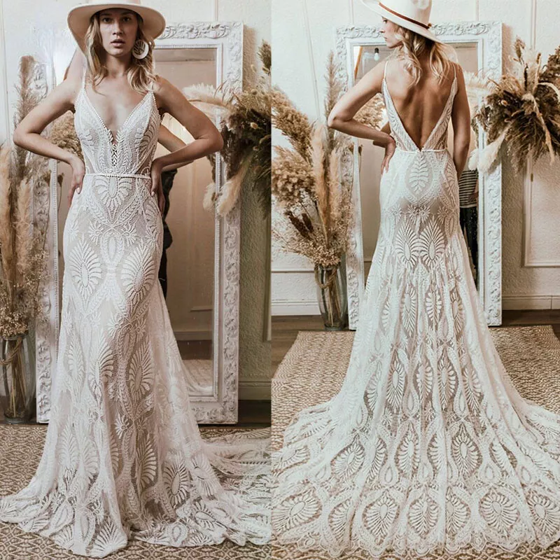 Beach backless on sale wedding dresses