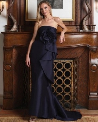 Muse by Marchesa Mikado 3D Rosette Running Side Ruffle Fit And Flare Gown Size 4 | eBay Muse by Marchesa Mikado 3D Rosette Running Side Ruffle Fit And Flare Gown Size 4 | eBay