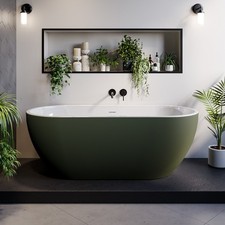 Image of Dark Green Freestanding Double Ended Bath 1650 x 750mm - Lisbon LISDLG1650