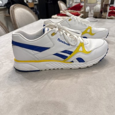 Reebok Rapide Mens Leather Cross Trainers Leather White Blue Yellow Mens US 13