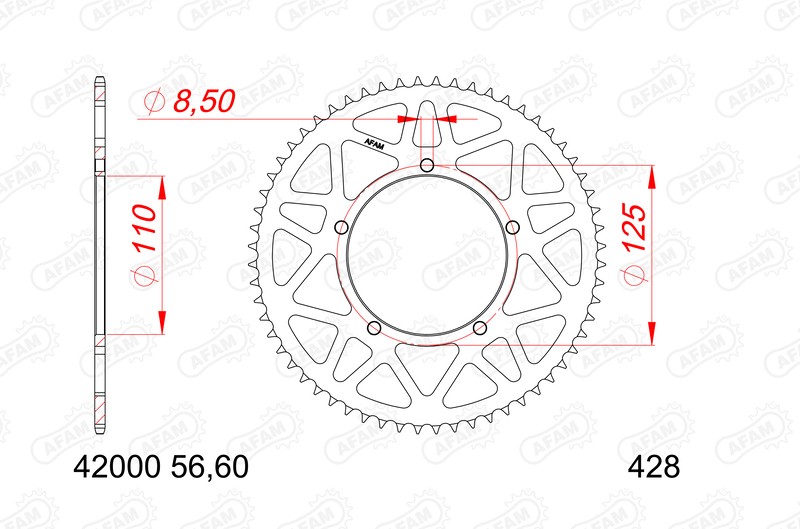 Couronne AFAM aluminium 428 supprimez les vibrations de transmission moto