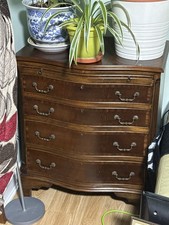 Vintage Bow Front Writing Bureau Desk Mahogany Style Georgian Design