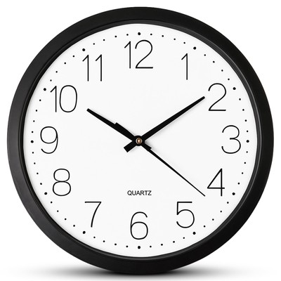 12'' Runde Wanduhr Lautlos Schlafzimmer Küchenuhren Quarz Büro Wohndeko