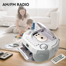 TR621 Portable AM/FM Radio CD/Cassette MP3 Player Combo Record Boombox Speaker