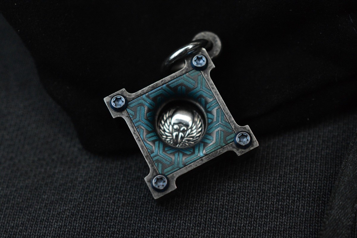 Rare Steel Flame KillboX Pendant Crusader Warrior Sterling Silver