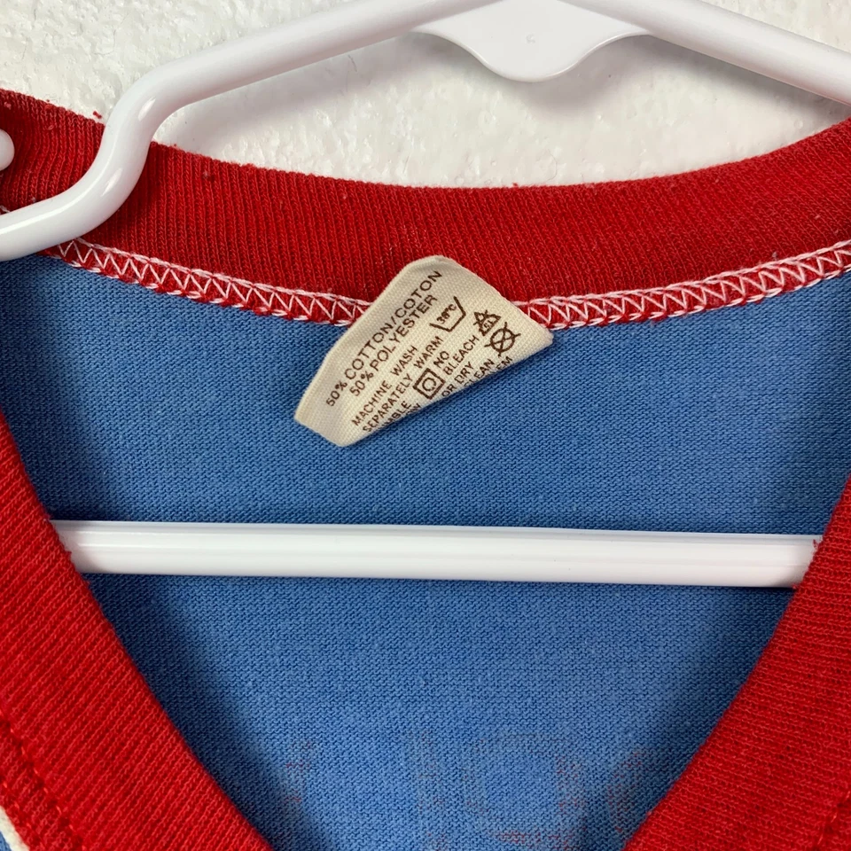 Camiseta de Colección Russell Athletic Cuello en V Timbre Cachorros Azul Rojo Jóvenes Niños Lg A Foto 4 de 4