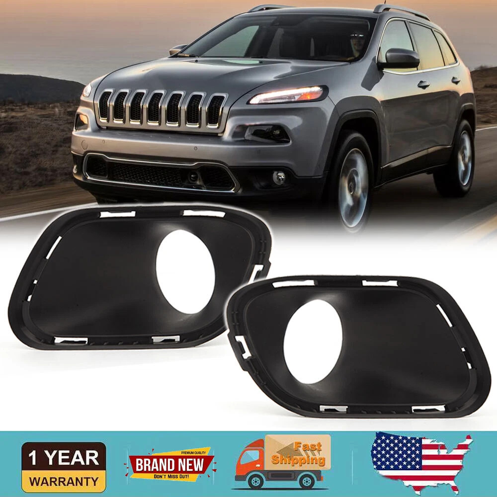Front Bumper Fog Light Lamps Cover Bezel For Jeep Cherokee 2014-2018 Replacement