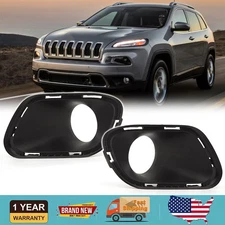 Front Bumper Fog Light Lamps Cover Bezel For Jeep Cherokee 2014-2018 Replacement