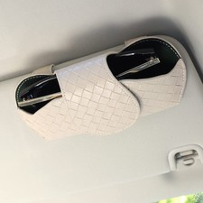 Sunglasses Holder for Car Visor Leather Glasses Case with Clips for Car Visor...